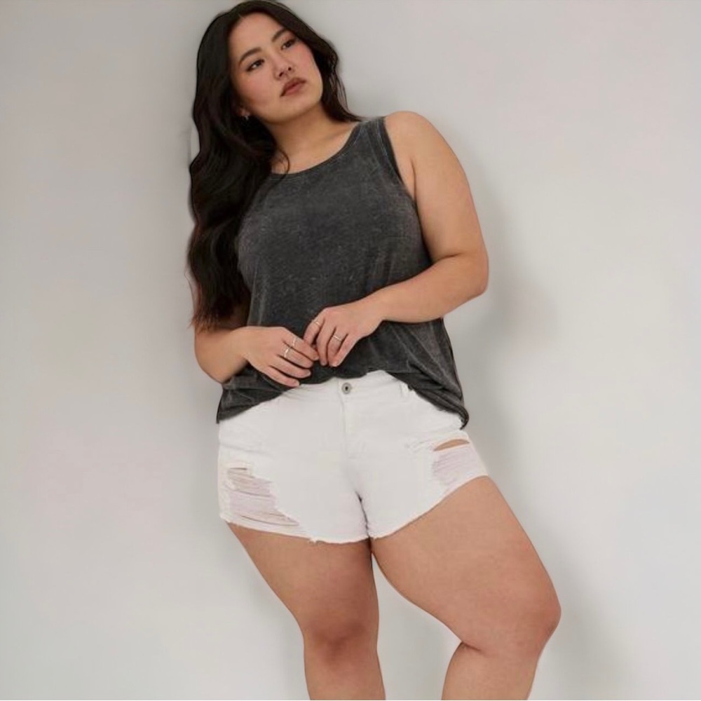 Torrid 2X Vintage Gray Triblend Jersey Crew Neck Tank Top